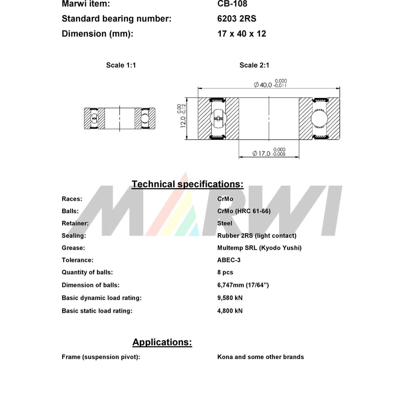 Load image into Gallery viewer, Marwi union kogellager ball bearing union cb-108 17x40x12
