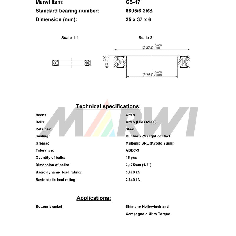 Load image into Gallery viewer, Marwi union kogellager ball bearing union cb-171 25x37x6
