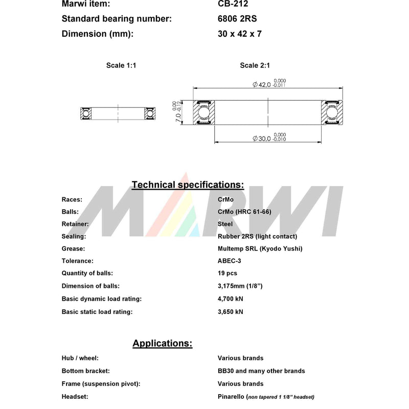 Load image into Gallery viewer, Marwi union kogellager ball bearing union cb-212 30x42x7
