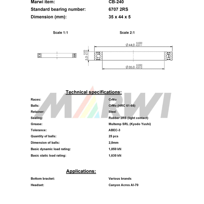 Load image into Gallery viewer, Marwi union kogellager ball bearing union cb-240 35x44x5
