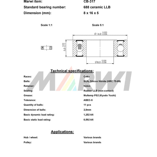 Union kogellager ball bearing cb-317 8x16x5