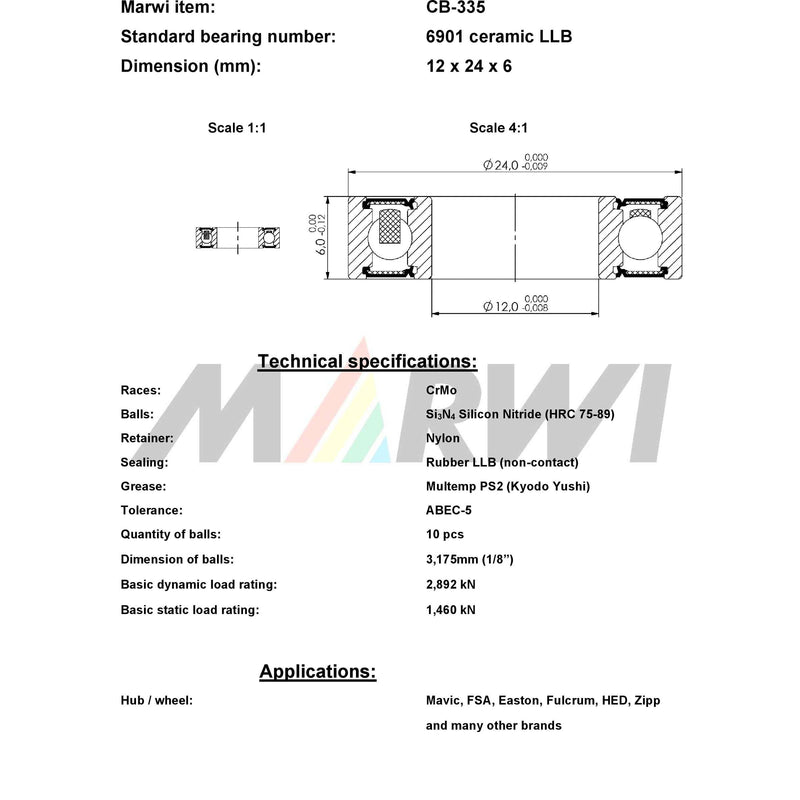 Load image into Gallery viewer, Union kogellager ball bearing cb-335 12x24x6
