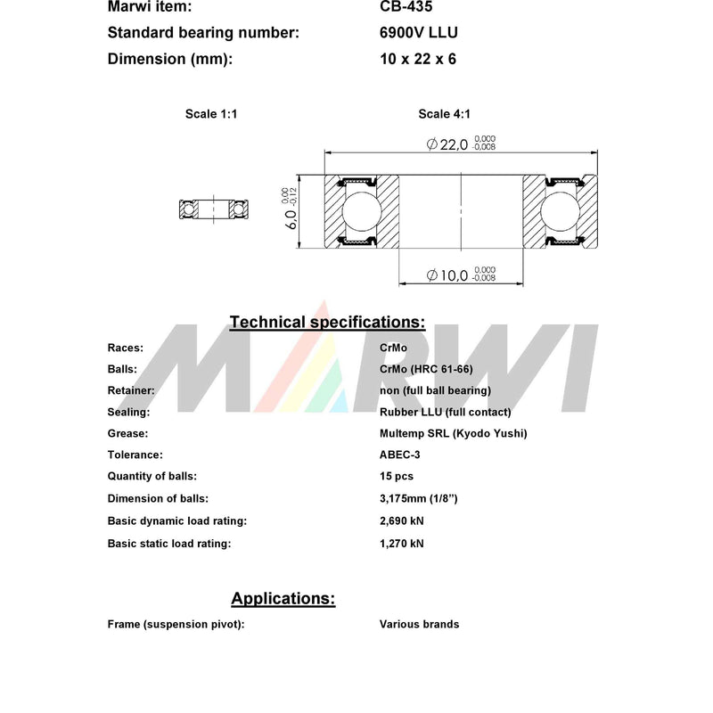 Load image into Gallery viewer, Union kogellager ball bearing cb-435 10x22x6
