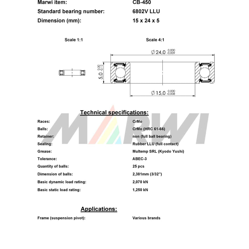 Load image into Gallery viewer, Marwi union kogellager ball bearing union cb-450 15x24x5
