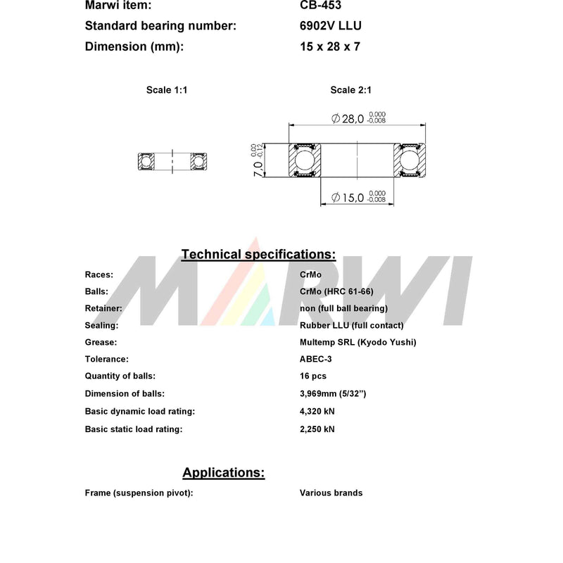 Load image into Gallery viewer, Marwi union kogellager ball bearing union cb-453 15x28x7
