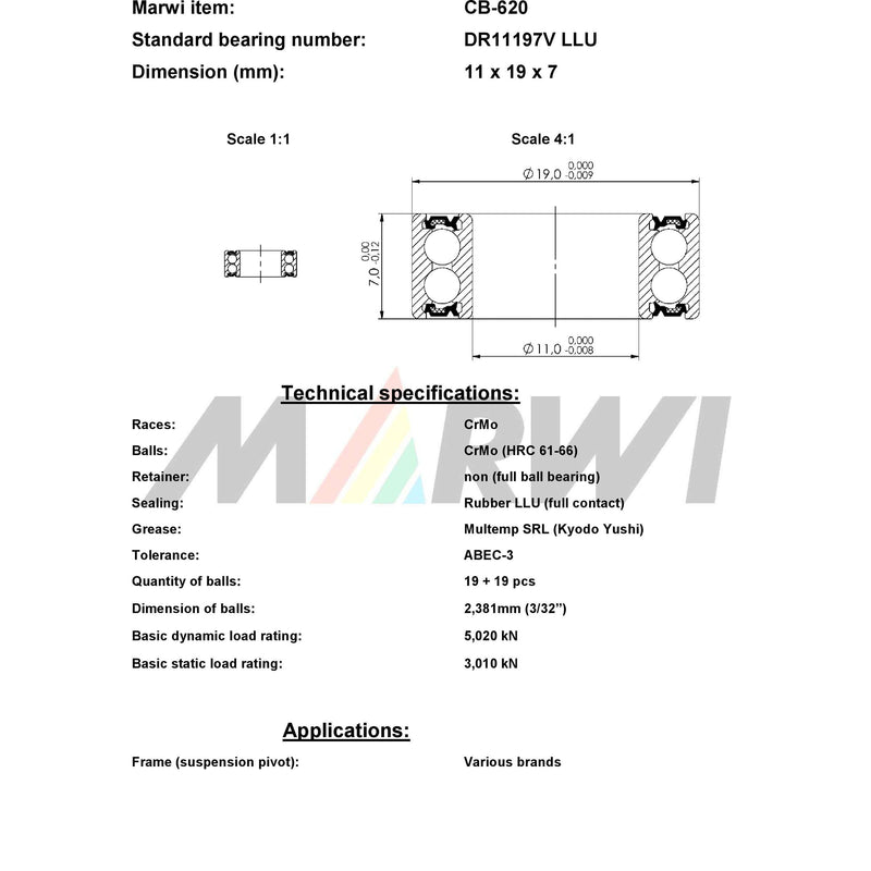 Load image into Gallery viewer, Union kugellager ball bearing cb-620 11x19x7
