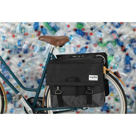 UrbanProof dubbele fietstas 55L gerecycled zwart grijs