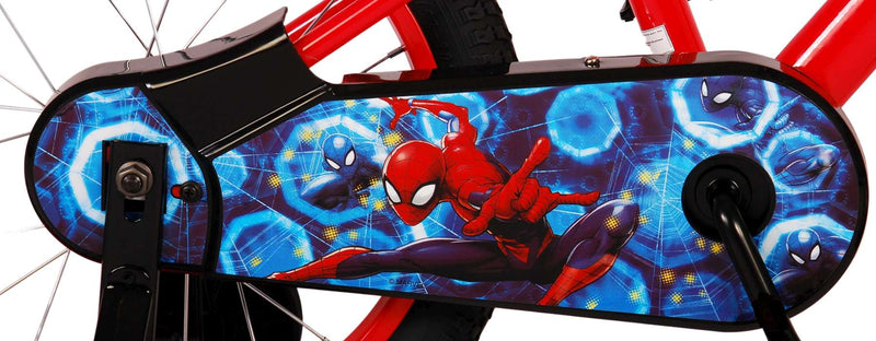 Load image into Gallery viewer, Spiderman Ultimate Spider-Man Kinderfiets Jongens 16 inch Blauw Rood Twee handremmen
