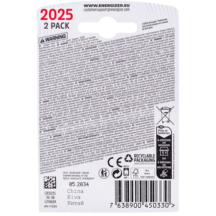 Afbeelding laden in galerijviewer, Enerdis energizer batterij lithium 3v cr2025 blister (2st)
