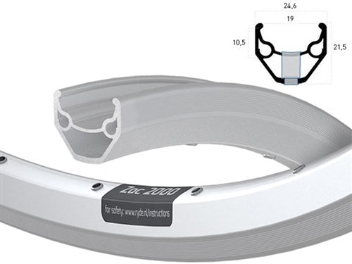 Rigida velg ryde 28 (622) zac-2000 36 14 zilver (geslepen)