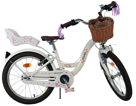Volare blossom kinderfiets - meisjes - 18 inch - wit - twee handremmen