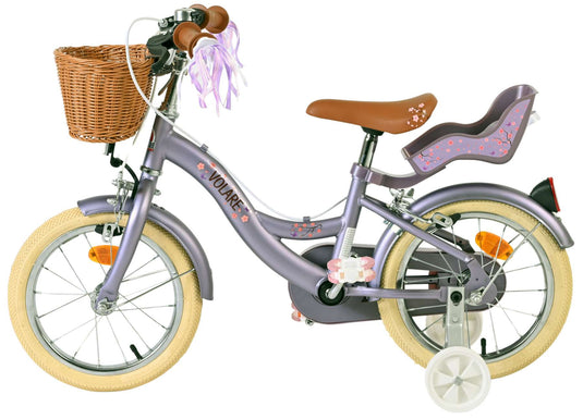 Volare blossom kinderfiets - meisjes - 14 inch - paars - twee handremmen