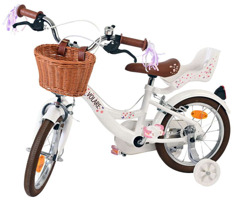 Load image into Gallery viewer, Volare blossom kinderfiets - meisjes - 14 inch - wit - twee handremmen
