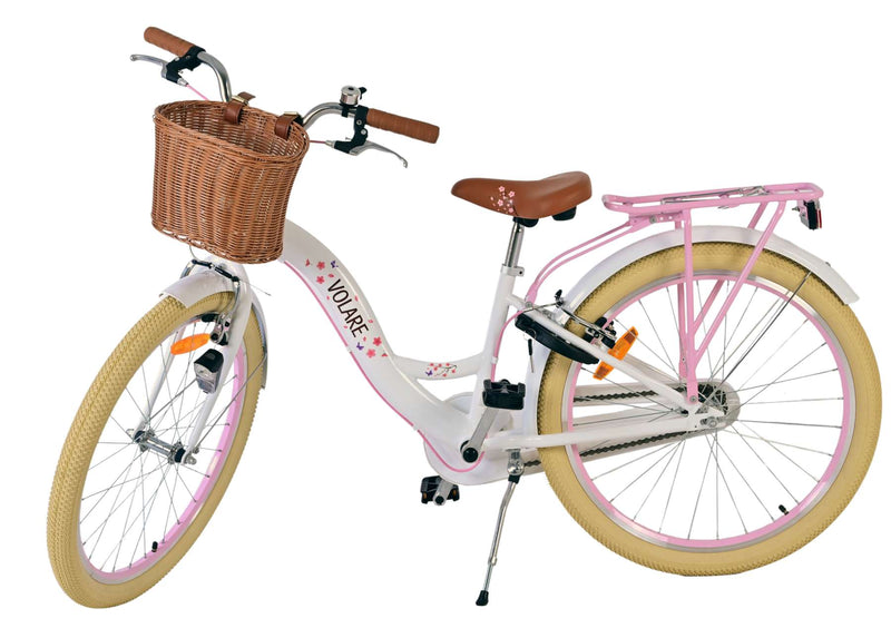 Load image into Gallery viewer, Volare blossom kinderfiets - meisjes - 24 inch - wit - twee handremmen
