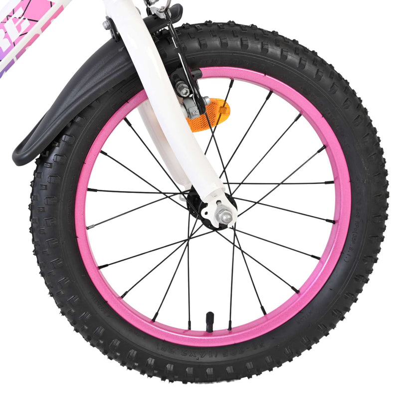 Cargue la imagen en el visor de la galería, Volare lily kinderfiets - meisjes - 16 inch - wit roze paars - twee handremmen
