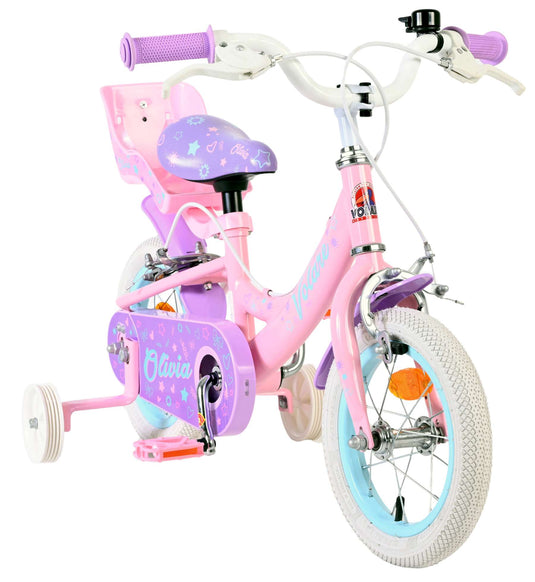 Volare olivia kinderfiets - meisjes - 12 inch - roze - twee handremmen