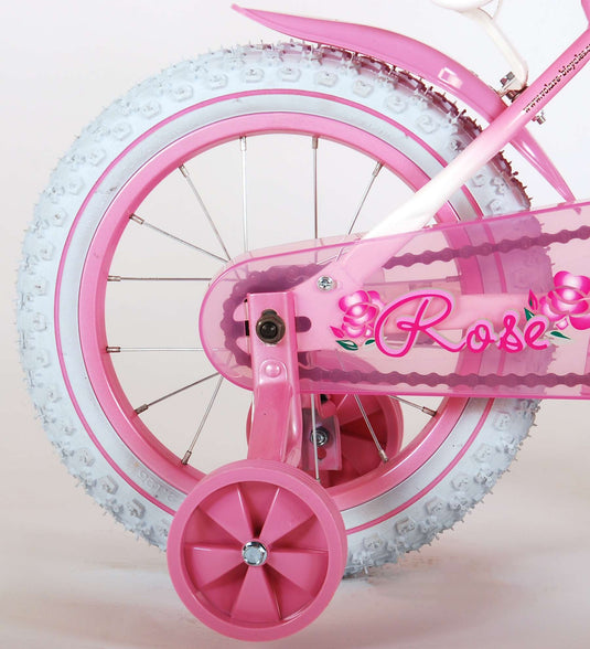 Volare Rose Kinderfiets Meisjes 14 inch Roze Wit 95% afgemonteerd