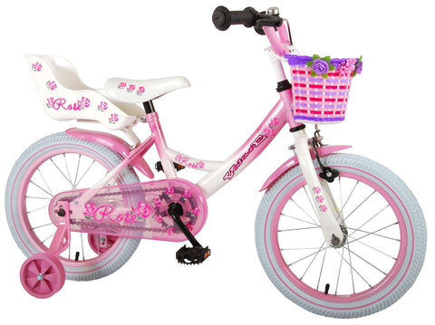 Volare Rose Kinderfiets - Meisjes - 16 inch - Roze Wit - 95% afgemonteerd