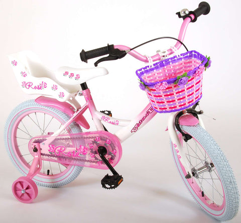 Volare Rose Kinderfiets - Meisjes - 16 inch - Roze Wit - 95% afgemonteerd