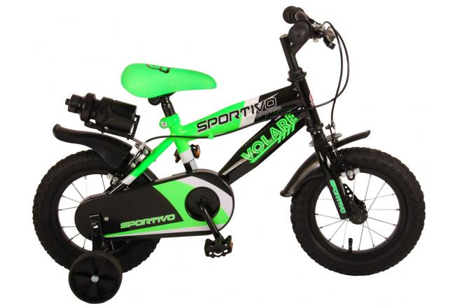 Load image into Gallery viewer, Volare Sportivo Kinderfiets Jongens 12 inch Neon Groen Zwart Twee Handremmen 95% afgemonteerd
