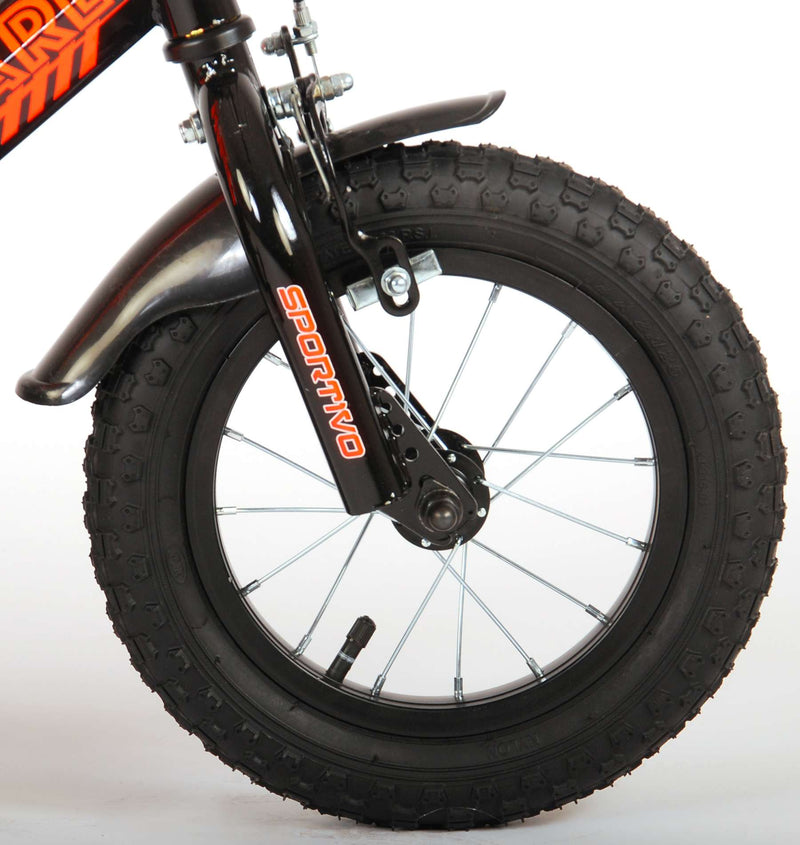 Load image into Gallery viewer, Volare Sportivo Kinderfiets Jongens 12 inch Neon Oranje Zwart 95% afgemonteerd
