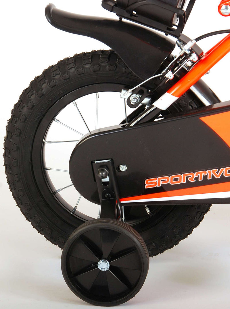 Load image into Gallery viewer, Volare Sportivo Kinderfiets - Jongens - 12 inch - Neon Oranje Zwart - Twee Handremmen - 95% afgemonteerd
