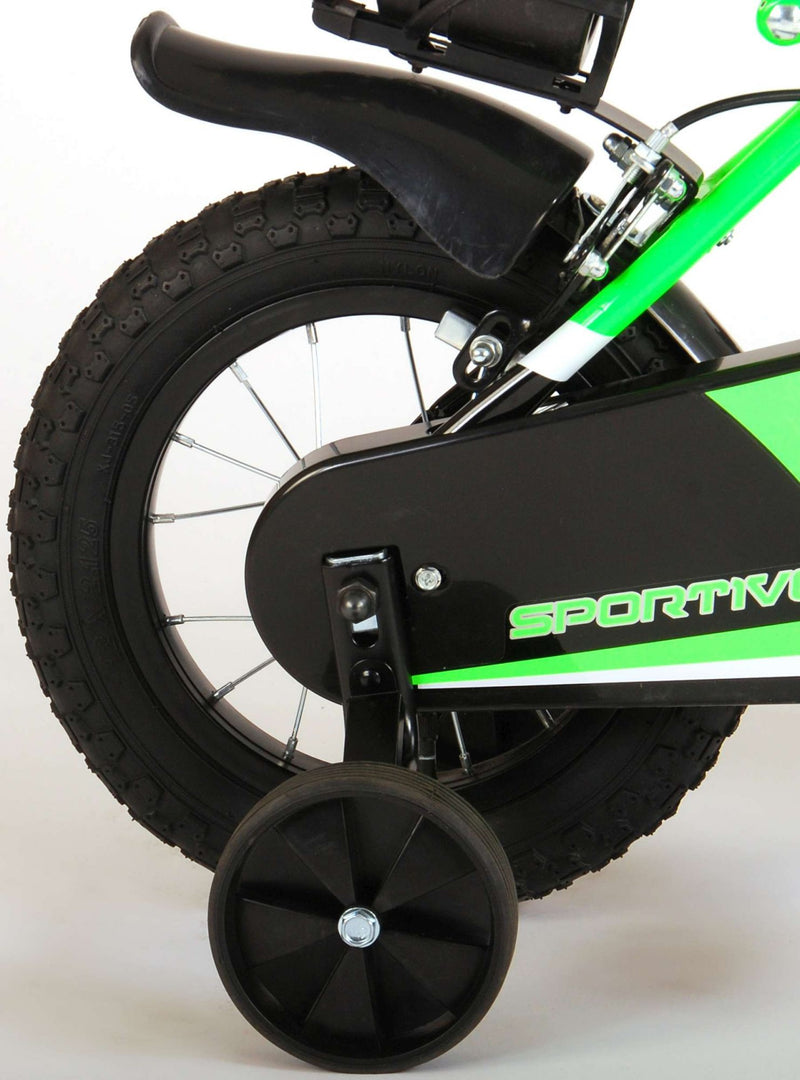 Load image into Gallery viewer, Volare Sportivo Kinderfiets Jongens 12 inch Neon Groen Zwart Twee Handremmen 95% afgemonteerd
