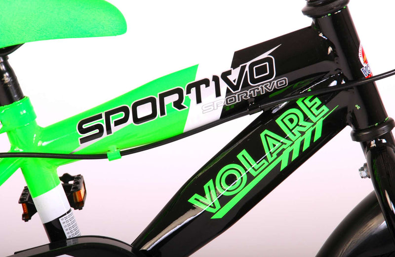 Load image into Gallery viewer, Volare Sportivo Kinderfiets Jongens 12 inch Neon Groen Zwart Twee Handremmen 95% afgemonteerd
