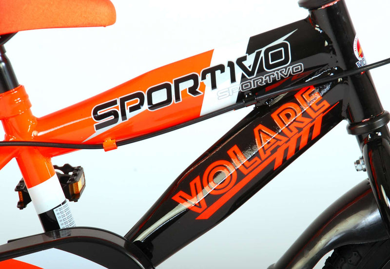 Load image into Gallery viewer, Volare Sportivo Kinderfiets - Jongens - 12 inch - Neon Oranje Zwart - Twee Handremmen - 95% afgemonteerd

