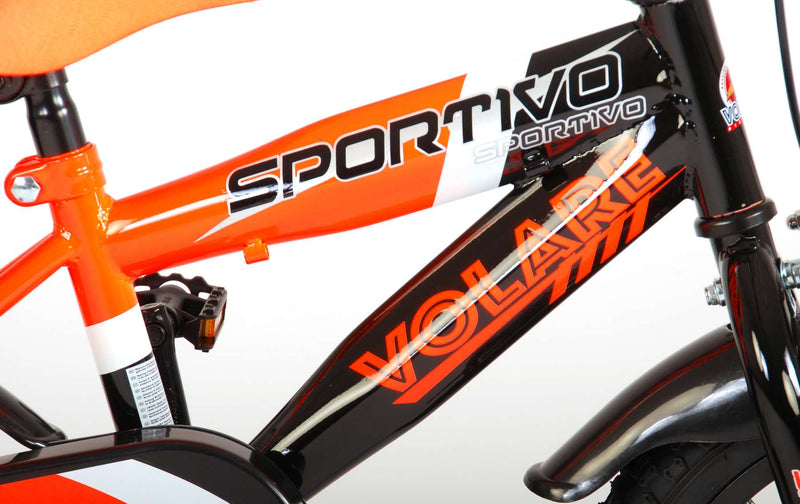 Load image into Gallery viewer, Volare Sportivo Kinderfiets Jongens 14 inch Neon Oranje Zwart 95% afgemonteerd
