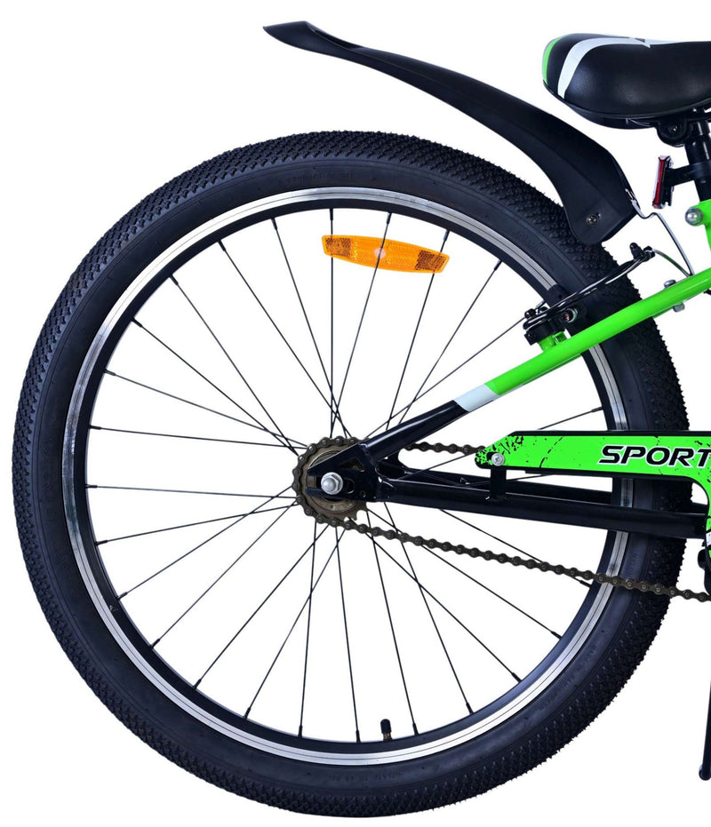 Load image into Gallery viewer, Volare sportivo kinderfiets - jongens - 24 inch - zwart groen - twee handremmen
