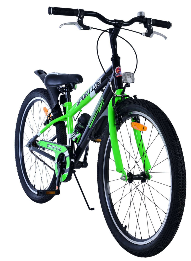 Load image into Gallery viewer, Volare sportivo kinderfiets - jongens - 24 inch - zwart groen - twee handremmen
