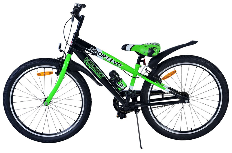 Load image into Gallery viewer, Volare sportivo kinderfiets - jongens - 24 inch - zwart groen - twee handremmen
