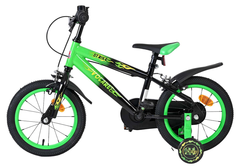 Afbeelding laden in galerijviewer, Volare strike kinderfiets - jongens - 14 inch - zwart groen - twee handremmen
