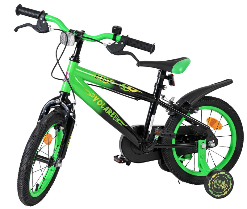Afbeelding laden in galerijviewer, Volare strike kinderfiets - jongens - 14 inch - zwart groen - twee handremmen
