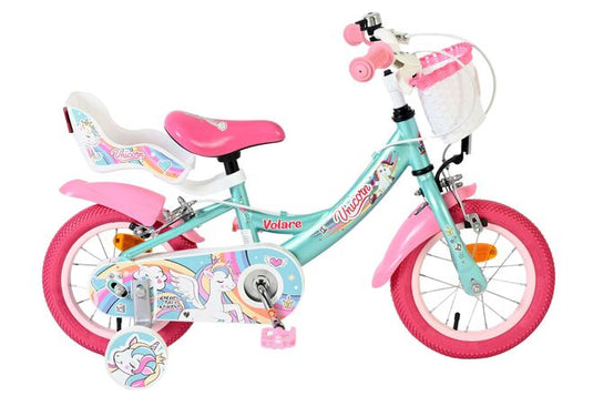 Volare unicorn kinderfiets - meisjes - 12 inch - groen - twee handremmen