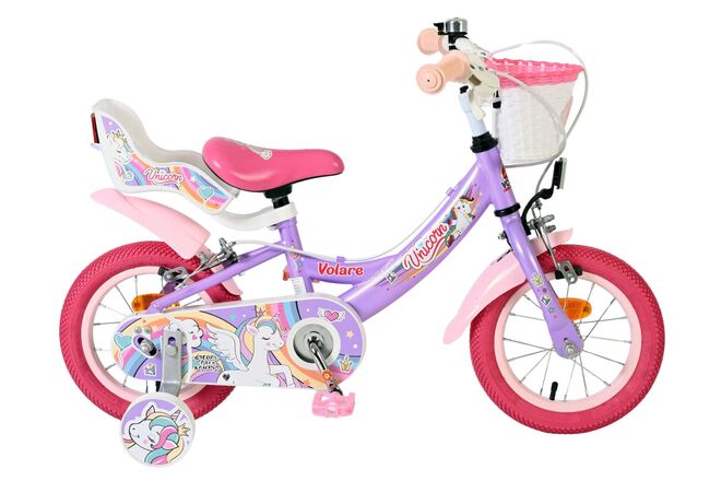 Load image into Gallery viewer, Volare unicorn kinderfiets - meisjes - 12 inch - paars - twee handremmen
