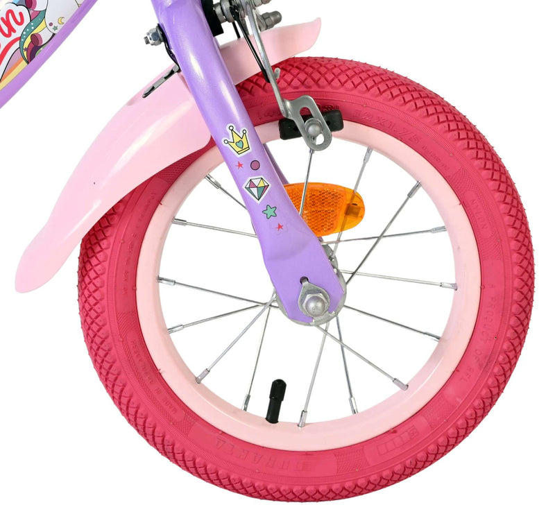 Load image into Gallery viewer, Volare unicorn kinderfiets - meisjes - 12 inch - paars - twee handremmen
