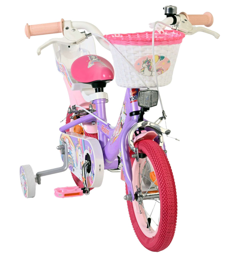 Load image into Gallery viewer, Volare unicorn kinderfiets - meisjes - 12 inch - paars - twee handremmen
