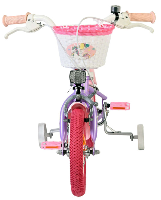 Volare unicorn kinderfiets - meisjes - 12 inch - paars - twee handremmen