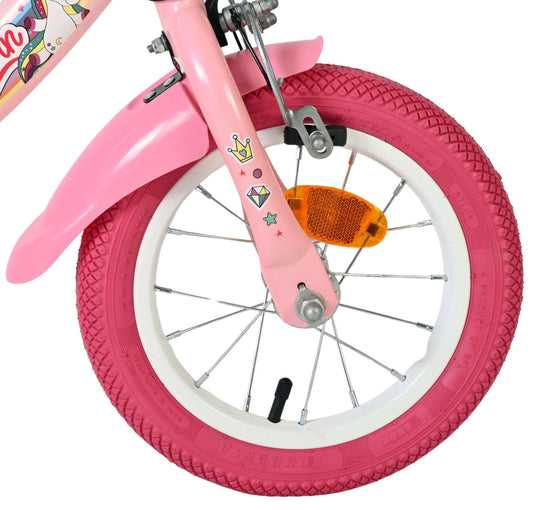 Volare unicorn kinderfiets - meisjes - 12 inch - roze - twee handremmen