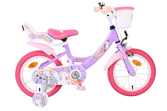 Laden Sie das Bild in Galerie -Viewer, Volare unicorn kinderfiets - meisjes - 14 inch - paars
