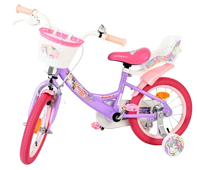 Afbeelding laden in galerijviewer, Volare unicorn kinderfiets - meisjes - 14 inch - paars
