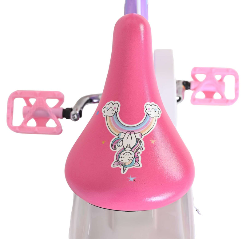 Afbeelding laden in galerijviewer, Volare unicorn kinderfiets - meisjes - 14 inch - paars - twee handremmen
