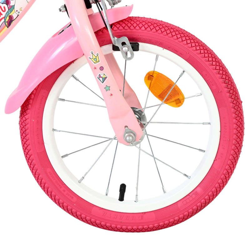 ギャラリービューアに画像をロードする, Volare unicorn kinderfiets - meisjes - 14 inch - roze - twee handremmen
