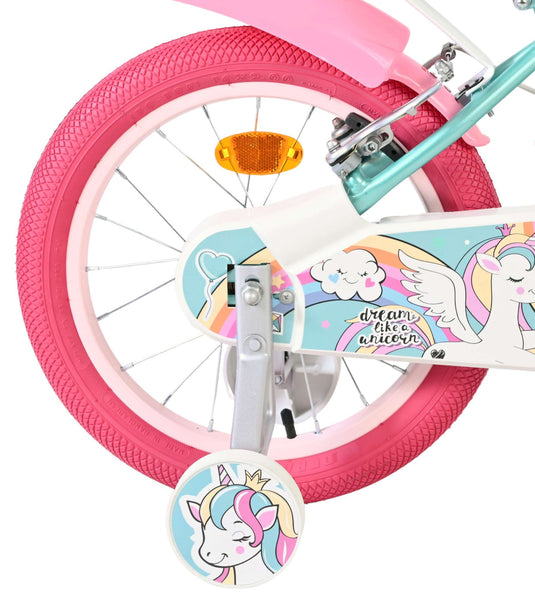 Volare unicorn kinderfiets - meisjes - 16 inch - groen - twee handremmen
