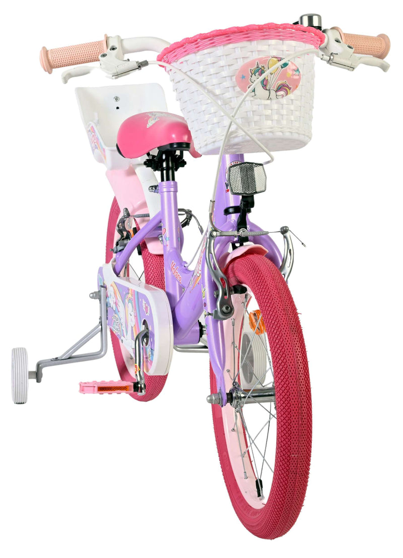 Afbeelding laden in galerijviewer, Volare unicorn kinderfiets - meisjes - 16 inch - paars - twee handremmen
