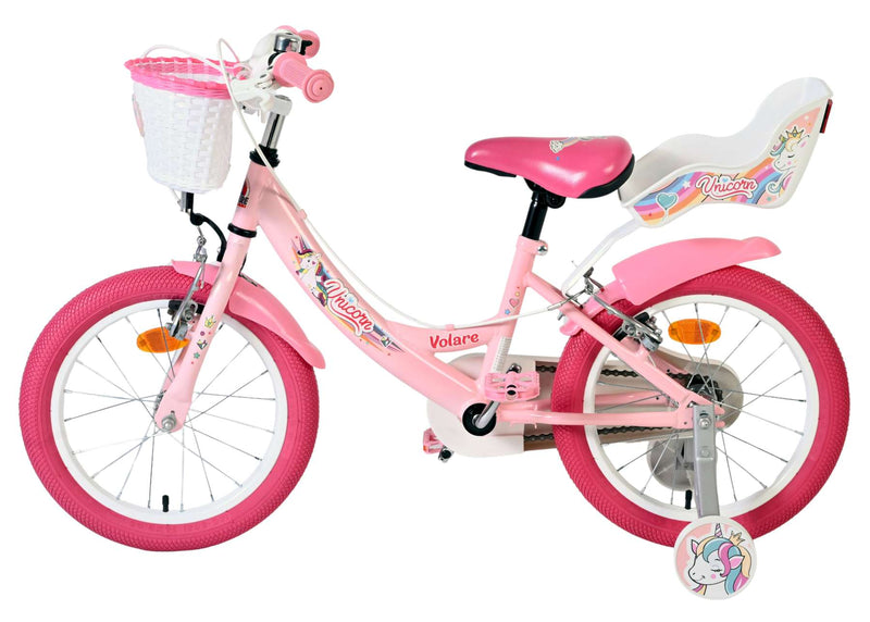 Load image into Gallery viewer, Volare unicorn kinderfiets - meisjes - 16 inch - roze - twee handremmen
