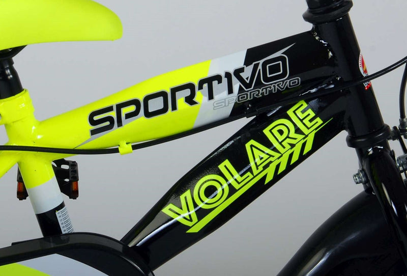 Load image into Gallery viewer, Volare Sportivo Kinderfiets Jongens 12 inch Neon Geel Zwart Twee Handremmen 95% afgemonteerd
