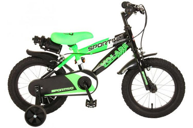 Volare Sportivo Kinderfiets Jongens 14 inch Neon Groen Zwart Twee Handremmen 95% afgemonteerd